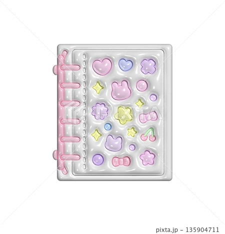 3Dのぷっくりバインダーシール帳　ピンク 135904711