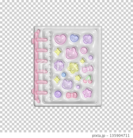 3Dのぷっくりバインダーシール帳　ピンク 135904711