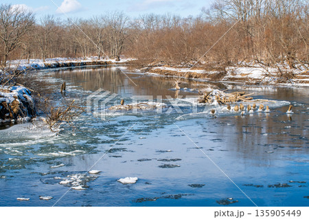 蛇行する釧路川とアレキナイ川が合流 135905449