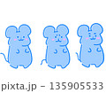 ねずみイラストセット、真顔、困り顔、にっこり 135905533