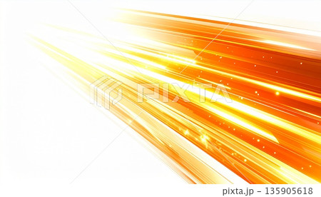 次世代の通信インフラとDXを象徴する鮮やかなオレンジと黄色の光が交差するサイバー空間の抽象グラフィッ 135905618