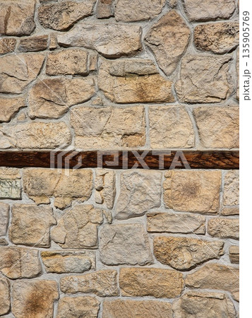 Nessebar Old Town Architecture: Traditional Stone and Wood Wall Texture. old stone wall. Nessebar Old Town Architecture: Traditional Stone and Wood Wall Texture. old stone wall. 135905769