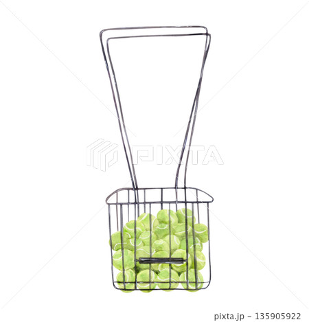 Tennis ball hopper basket watercolor illustration Tennis ball hopper basket watercolor illustration 135905922