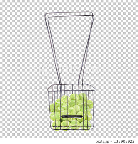 Tennis ball hopper basket watercolor illustration 135905922