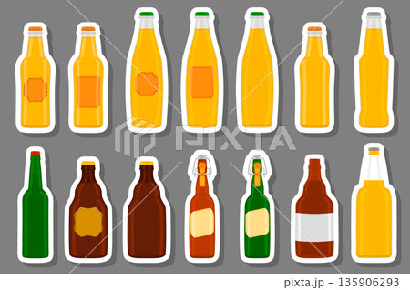 Illustration on theme big kit beer glass bottles with lid for brewery Illustration on theme big kit beer glass bottles with lid for brewery 135906293