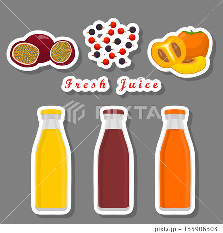 Sweet tasty natural eco product juice in bottle 135906303