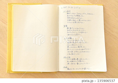 手帳に書かれた「やらないことリスト」と自分磨きの習慣 手帳に書かれた「やらないことリスト」と自分磨きの習慣 135906537