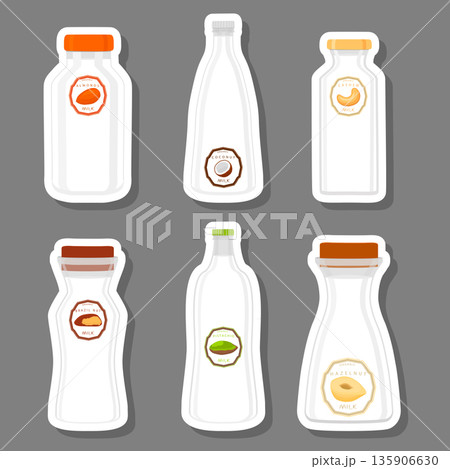 Illustration on theme big set different types chilled milk 135906630