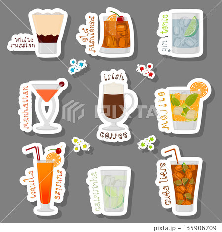 Vector illustration for sweet alcohol cocktail in glass 135906709