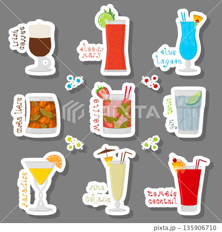 Vector illustration for sweet alcohol cocktail in glass 135906710