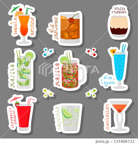 Vector illustration for sweet alcohol cocktail in glass Vector illustration for sweet alcohol cocktail in glass 135906712