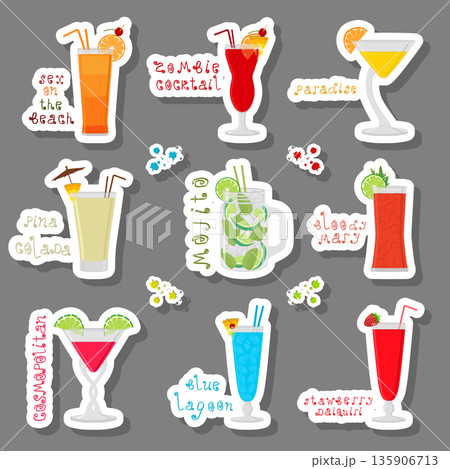Vector illustration for sweet alcohol cocktail in glass Vector illustration for sweet alcohol cocktail in glass 135906713