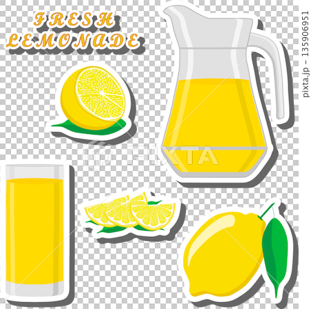 Tasty lemon lemonade in glass pitcher Tasty lemon lemonade in glass pitcher 135906951