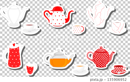 Big colored set different types porcelain teapots for tasty tea Big colored set different types porcelain teapots for tasty tea 135906952