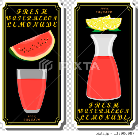 Tasty watermelon lemonade in glass jug Tasty watermelon lemonade in glass jug 135906997