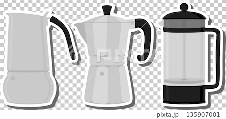 big colored set different types coffee pots big colored set different types coffee pots 135907001