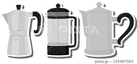 big colored set different types coffee pots big colored set different types coffee pots 135907003