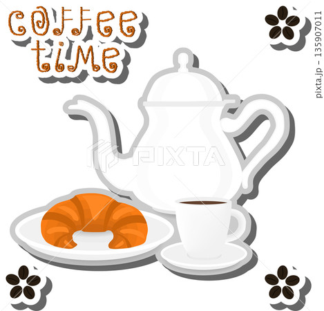 Theme of white ceramic cup of hot coffee Theme of white ceramic cup of hot coffee 135907011