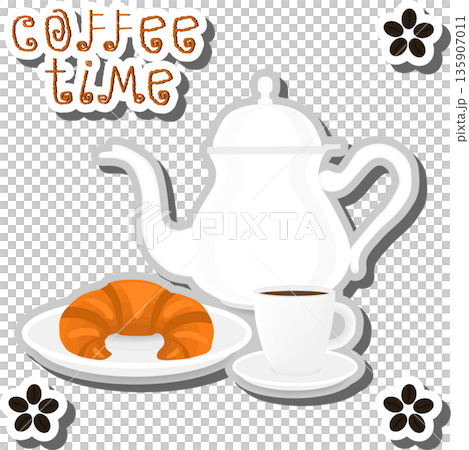 Theme of white ceramic cup of hot coffee Theme of white ceramic cup of hot coffee 135907011