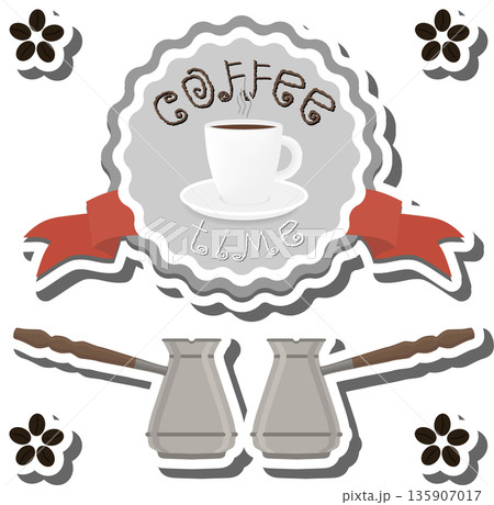 logo for white ceramic cup of hot coffee on saucer logo for white ceramic cup of hot coffee on saucer 135907017