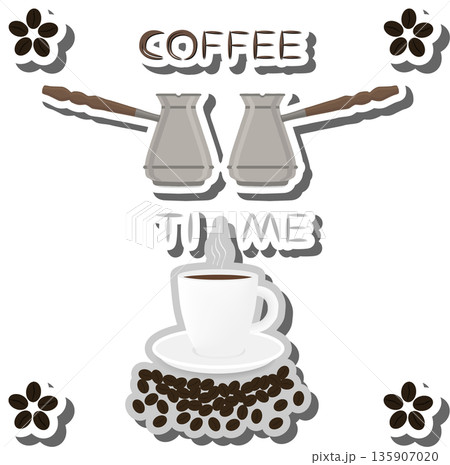 logo for white ceramic cup of hot coffee on saucer logo for white ceramic cup of hot coffee on saucer 135907020
