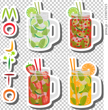 Bright illustration on theme of alcohol cocktail mojito 135907025