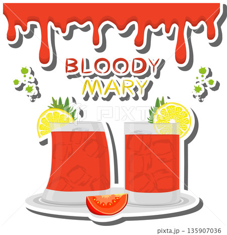 Bright illustration on theme for alcohol cocktail bloody 135907036