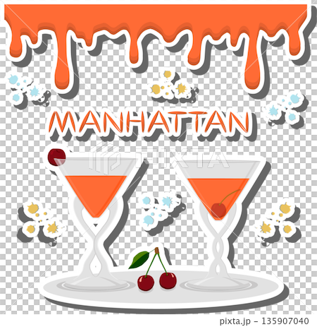 Alcohol cocktail manhattan from red berry cherry Alcohol cocktail manhattan from red berry cherry 135907040