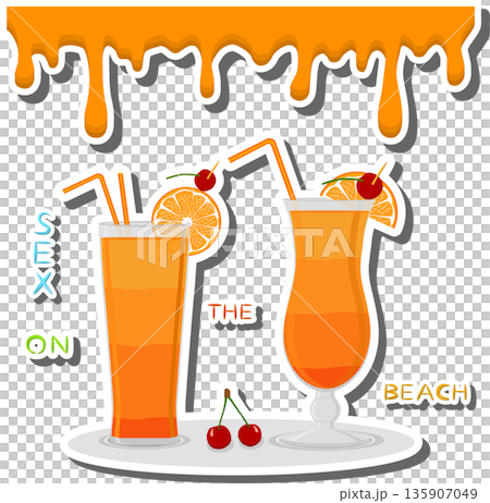 Bright alcohol orange cocktail sex on the beach Bright alcohol orange cocktail sex on the beach 135907049