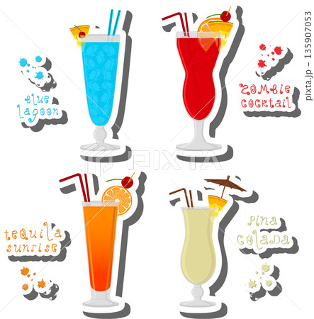 Set bright alcohol cocktails for celebration party 135907053