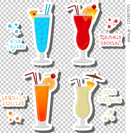 Set bright alcohol cocktails for celebration party 135907053