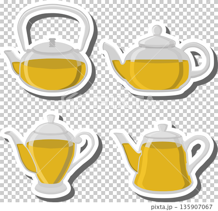 Big colored set different types porcelain teapots for tasty tea Big colored set different types porcelain teapots for tasty tea 135907067