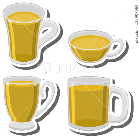 Big colored set different types glass cups for tasty tea Big colored set different types glass cups for tasty tea 135907069