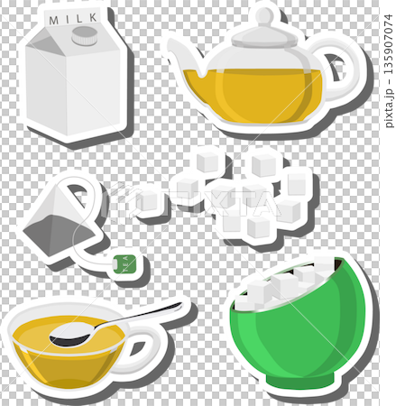 Big colored set different types porcelain teapots for tasty tea 135907074