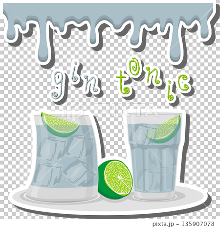 Bright beautiful alcohol cocktail gin tonic 135907078