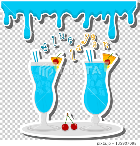 Bright beautiful alcohol cocktail blue lagoon 135907098