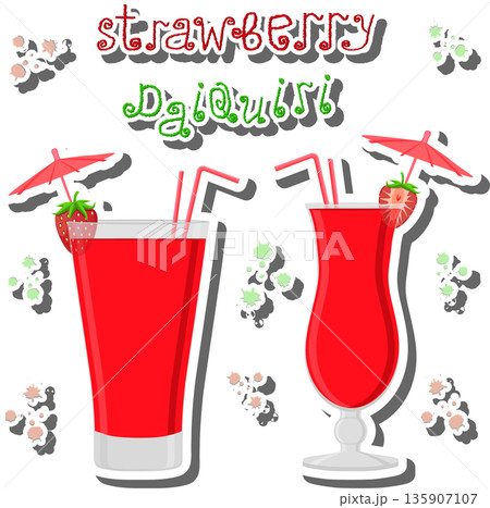 Bright beautiful alcohol cocktail strawberry daiquiri, 135907107