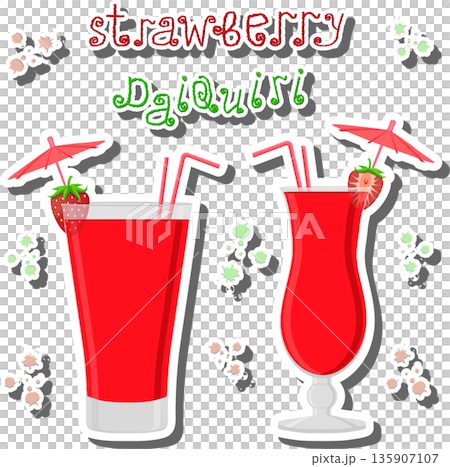 Bright beautiful alcohol cocktail strawberry daiquiri, 135907107