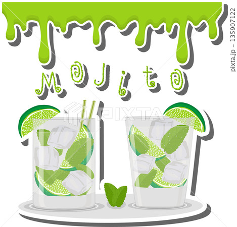 Bright beautiful alcohol cocktail mojito Bright beautiful alcohol cocktail mojito 135907122