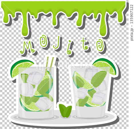 Bright beautiful alcohol cocktail mojito Bright beautiful alcohol cocktail mojito 135907122