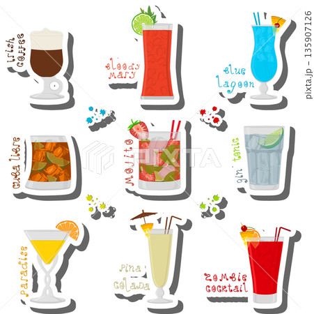 Set bright alcohol cocktails for celebration party Set bright alcohol cocktails for celebration party 135907126