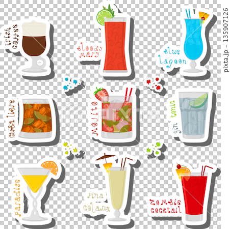 Set bright alcohol cocktails for celebration party Set bright alcohol cocktails for celebration party 135907126
