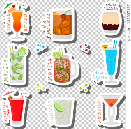 Set bright alcohol cocktails for celebration party Set bright alcohol cocktails for celebration party 135907127