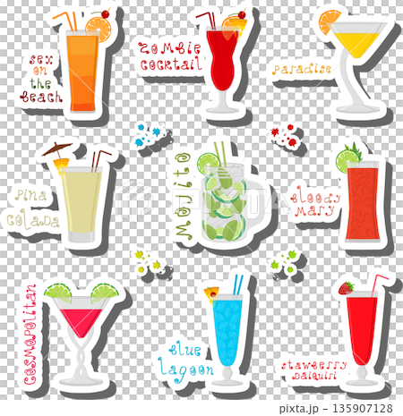 Set bright alcohol cocktails for celebration party 135907128