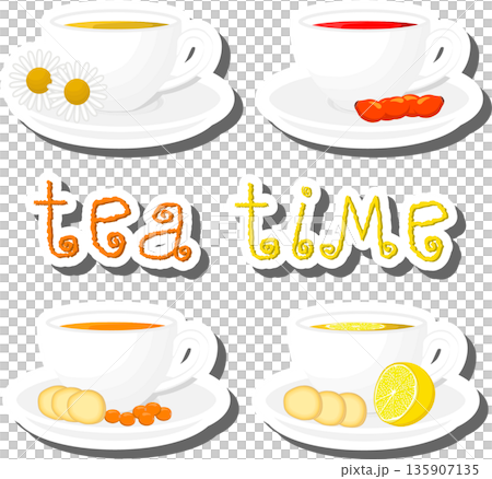 Big colored set porcelain cups for tasty tea 135907135