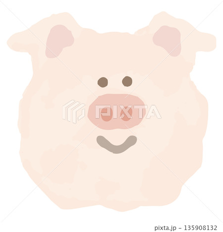 ふんわり水彩どうぶつアイコン｜ぶた 135908132