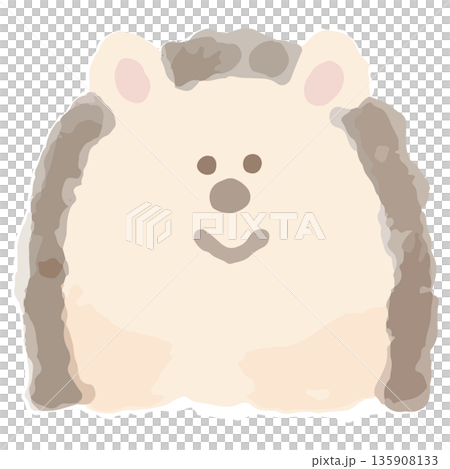 ふんわり水彩どうぶつアイコン｜はりねずみ 135908133