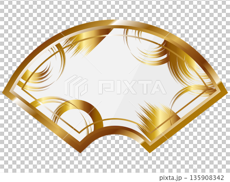 Luxurious fan-shaped frame in white and gold 135908342