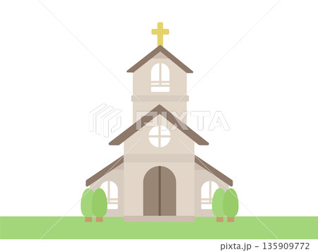 薄茶色の教会　イラスト 135909772