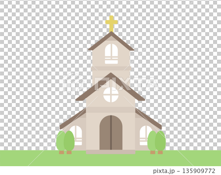 薄茶色の教会　イラスト 135909772